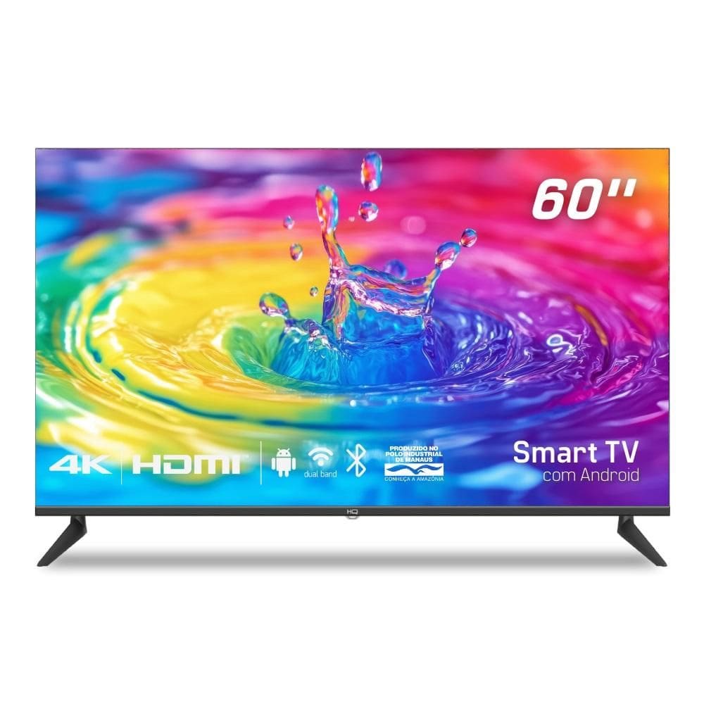 Smart TV HQ 60" UHD 4K, HDR Android 11, Sistema Ultrasound, Design Slim, Processador Quad Core, Espelhamento de tela, HQSTV60NK