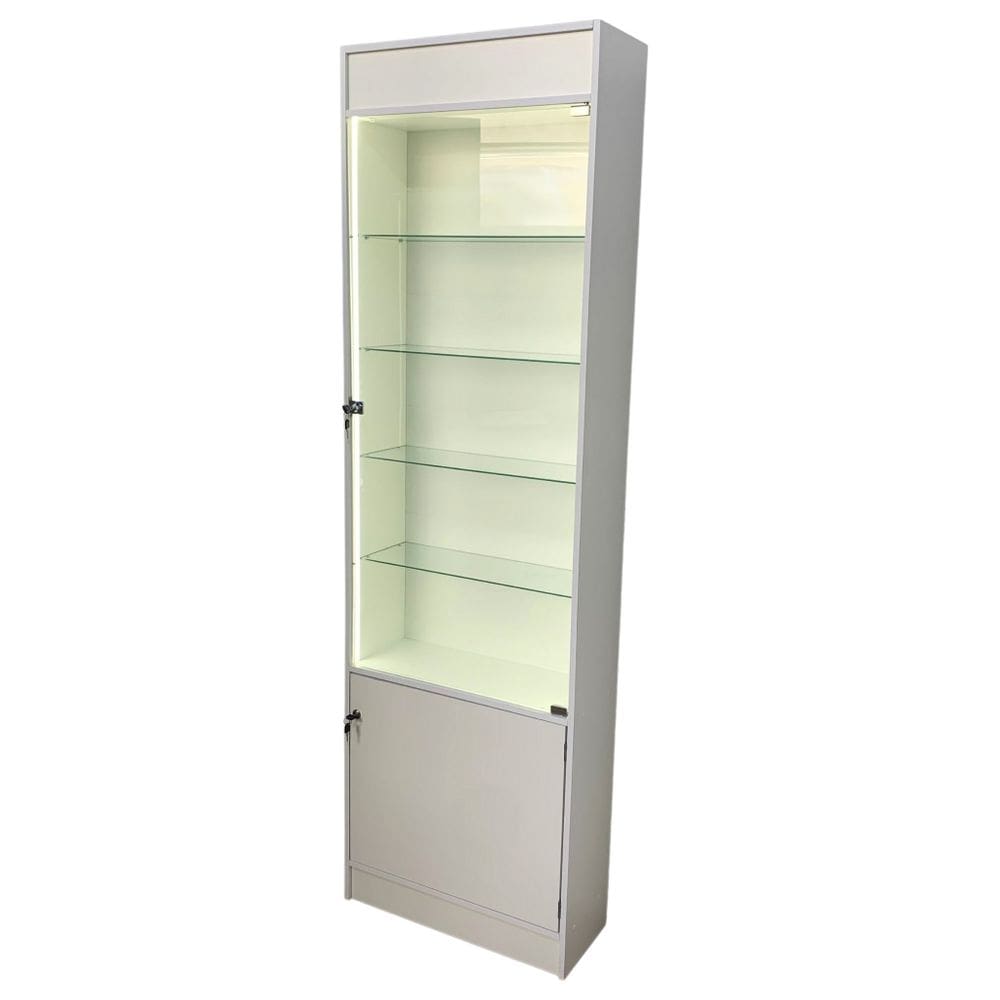 Anita Slim Armário Porta Vidro Super LED Branco