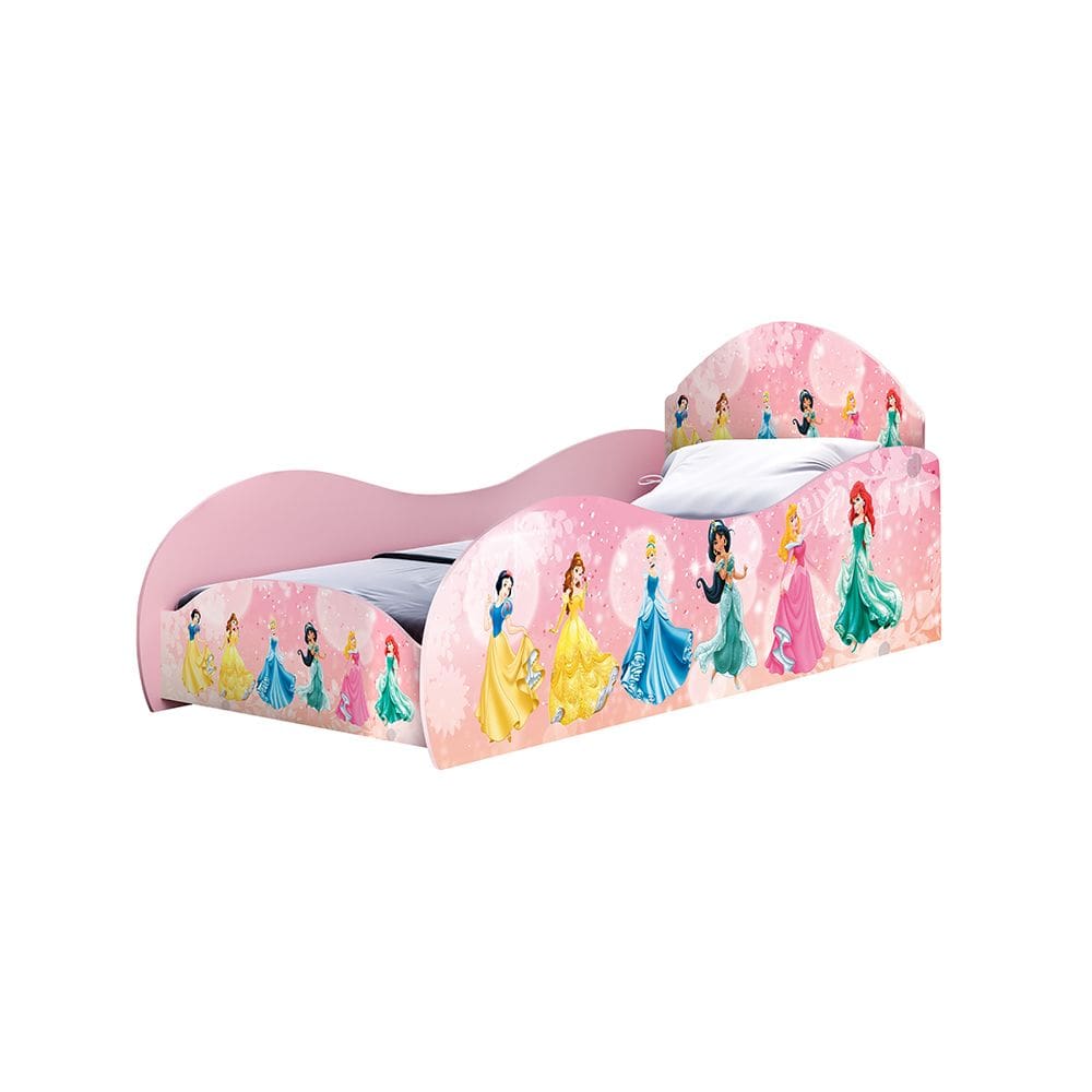 Cama Solteiro Princesas Com Proteção Lateral Mdf - Rosa