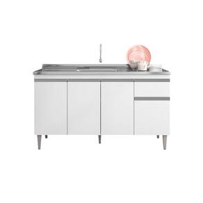 Balcão de Cozinha Tatiane 150cm Branco S/Tampo - AJL Móveis