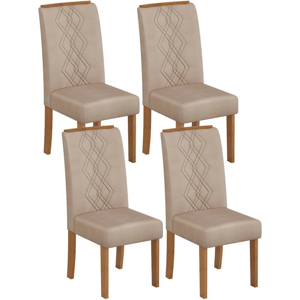 Kit 4 Cadeiras De Jantar 31073 Freijo Veludo Creme Dj Moveis Freijo Veludo Creme