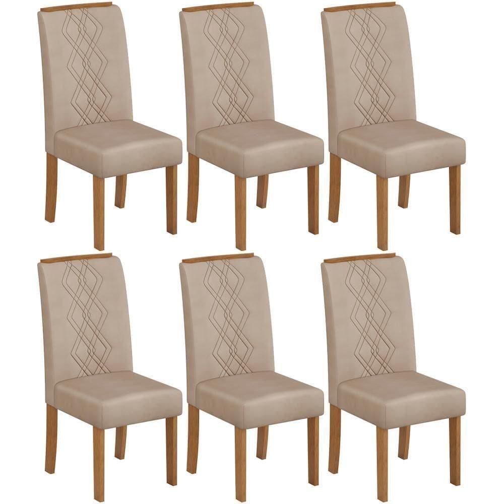 Kit 6 Cadeiras De Jantar 31073 Freijo Veludo Creme Dj Moveis Freijo Veludo Creme