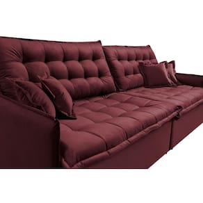 Sofá Sem Caixa Retrátil Reclinável 2,35m Cama Inbox Versátil Com Pillow Top E Molas Velusoft Vinho