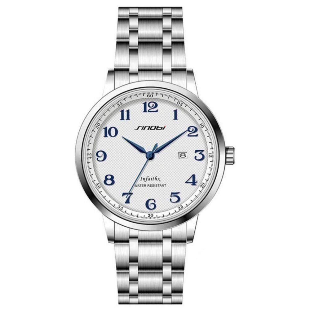 Relógio De Pulso De Quartzo Masculino Casual Em Aço Inoxidavel Impermeavel Azul
