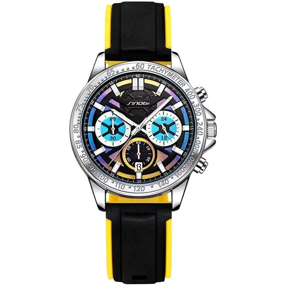 Relógio De Quartzo Masculino Impermeável Esportivo Com Pulseira De Silicone Impermeavel Amarelo