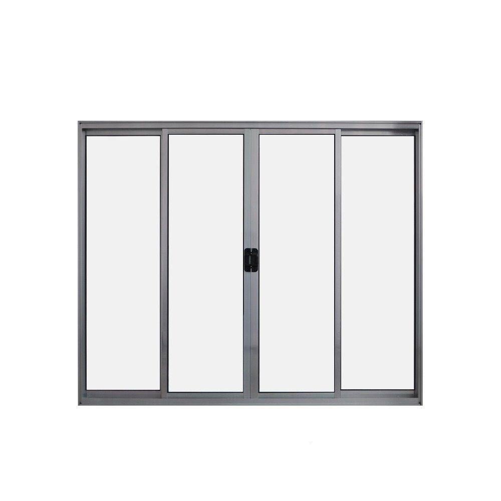 Janela 4 Folhas De Correr S/ Grade 1,00 X 1.20 Alumínio Brilhante Linha Modular - Hale