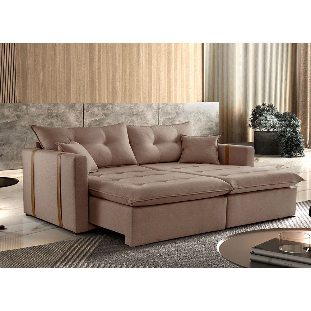 Sofa Cama e Reclinavel Lisboa 2,20m 04 Lugares Mola Ensacada Txr