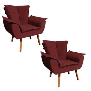Kit 02 Poltronas Opala Veludo Marsala