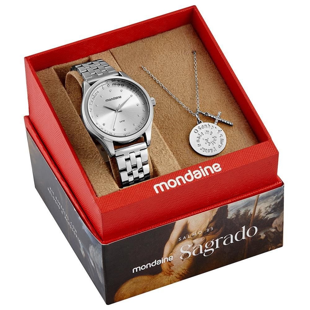 Relogio Mondaine Feminino Ref: 99748l0mkne3 Prateado Salmo 23