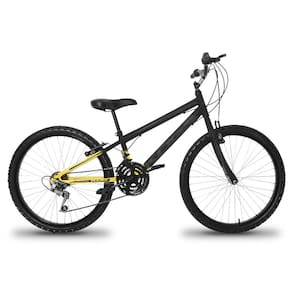 Bicicleta Aro 24 Infantil Infantil KOG Masculina 18 Velocidades 3x6 Marcha Para Meninos Amarelo Degrade Preto