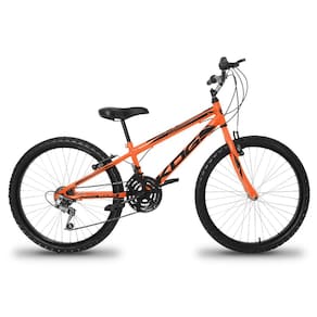 Bicicleta Aro 24 Infantil Infantil KOG Masculina 18 Velocidades 3x6 Marcha Para Meninos Laranja Preto