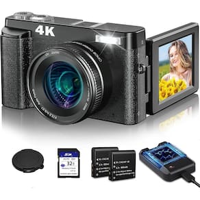 Câmera digital AiTechny 4K 48MP com foco automático, zoom 16X, 180° F