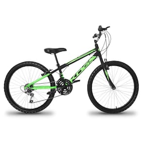 Bicicleta Aro 24 Infantil Infantil KOG Masculina 18 Velocidades 3x6 Marcha Para Meninos Verde Degrade Verde