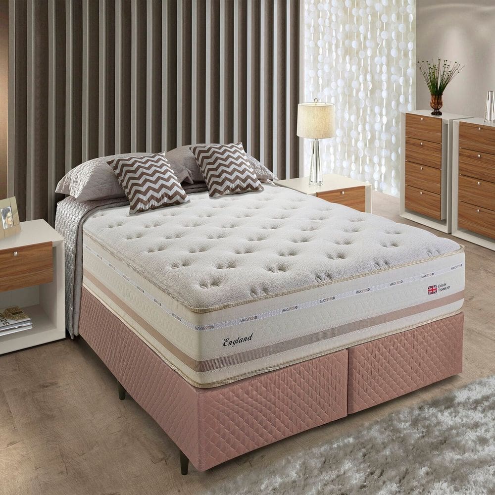 Colchão King Molas Maxspring England 193x203x33cm Herval Branco / Bege