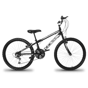 Bicicleta Aro 24 Infantil Infantil KOG Masculina 18 Velocidades 3x6 Marcha Para Meninos Preto Branco