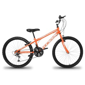 Bicicleta Aro 24 Infantil Infantil KOG Masculina 18 Velocidades 3x6 Marcha Para Meninos Laranja Branco