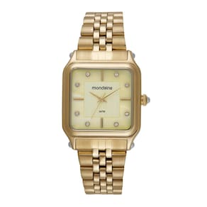Relogio Mondaine Feminino Ref: 32843lpmvde1 Retangular Dourado