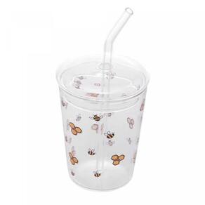 Copo Bee C/Tampa E Canudo Borossilicato 360ml 5962 Lyor