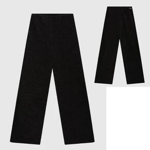 Calça Wide Leg com fenda lateral em malha lurex Enfim