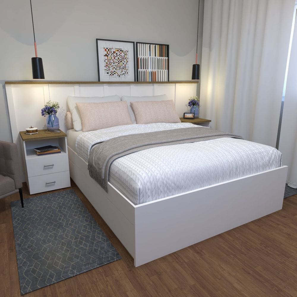 Cama de Casal Mista Yescasa 193cm X 144cm X 45cm Branco