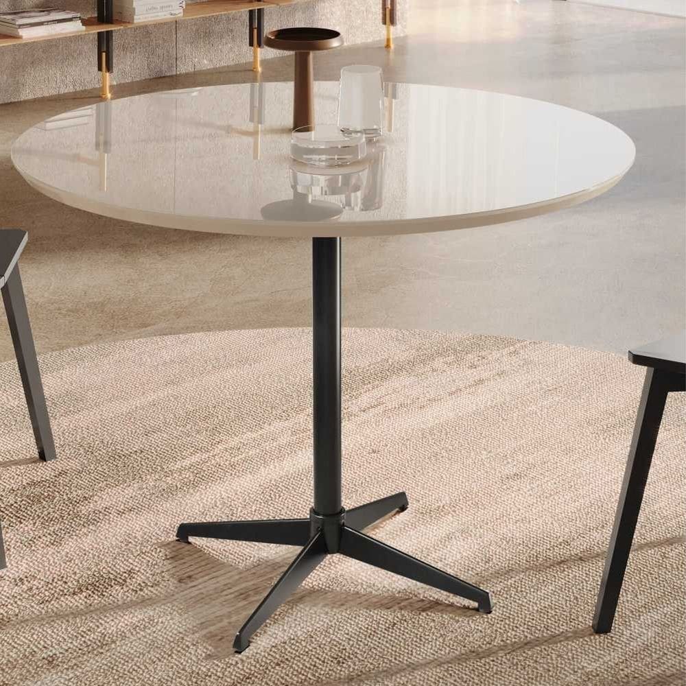 Mesa de Jantar Sofia Mdf Laqueado 90 Cm Pé em Metal Off White