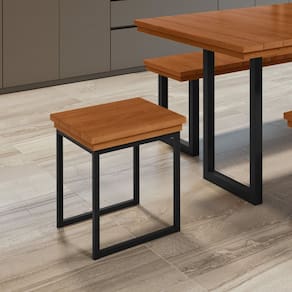 Kit com 02 Bancos Madeira Maciça 40x40cm Capri Preto/Marrom