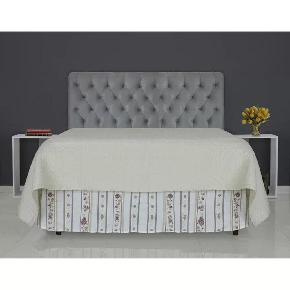 Cabeceira de Cama Box Casal Queen 158cm Pádua Veludo Cinza