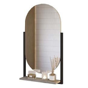 Espelheira Oval Para Banheiro 1 Prateleira 100% MDF Estrutura Metalon Ori Mgm Móveis
