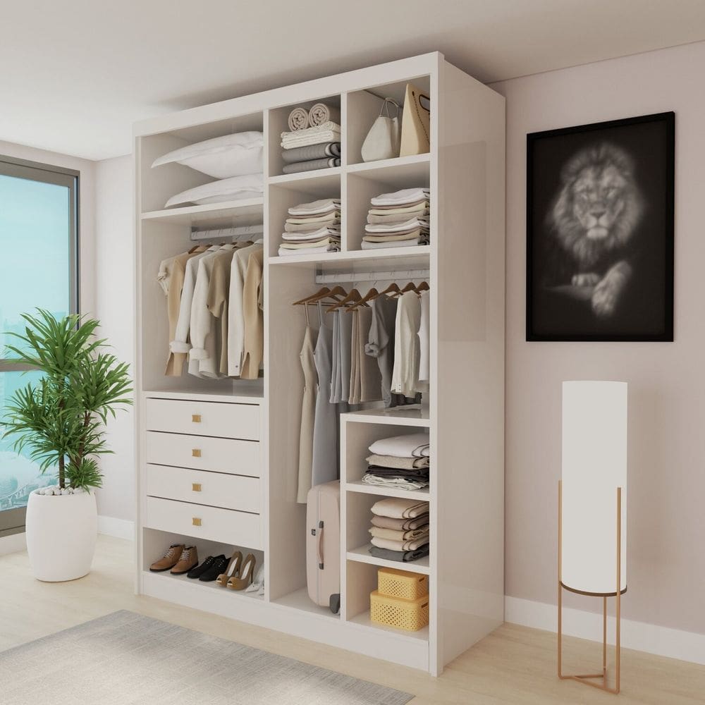 Closet Casal sem Portas 4 Gavetas Eloá Branco