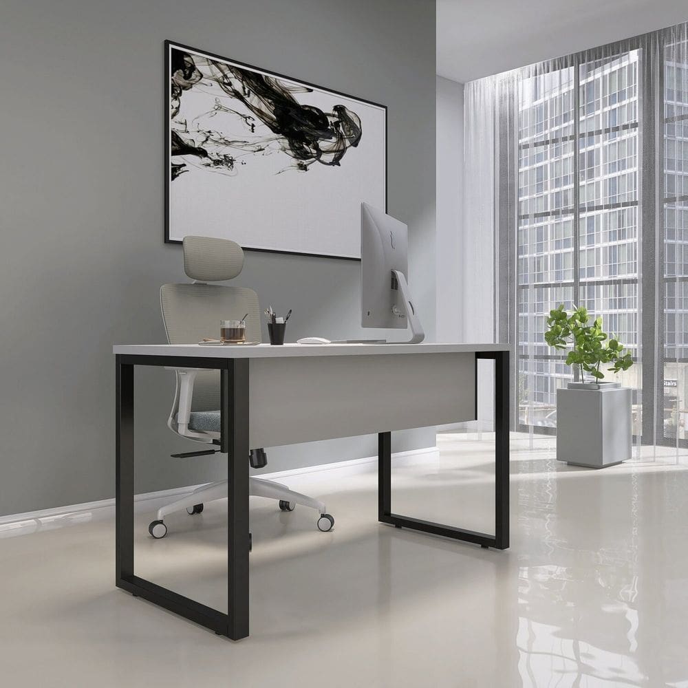 Mesa de Madeira 134cm X 60cm M134/60 Cinza/Preto