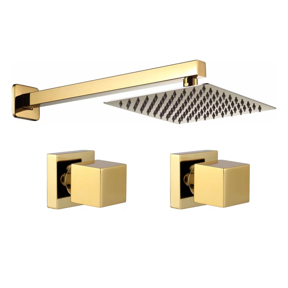 Kit Ducha Slim Gás De Parede + Acabamento Registro Dourado