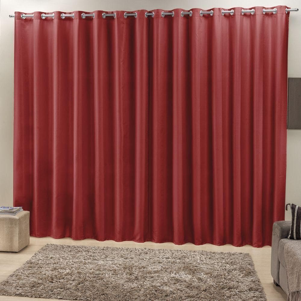 Cortina 2 Mts Sala Quarto Escritório Ráfia Trilho Suisso Baratissima Vermelho