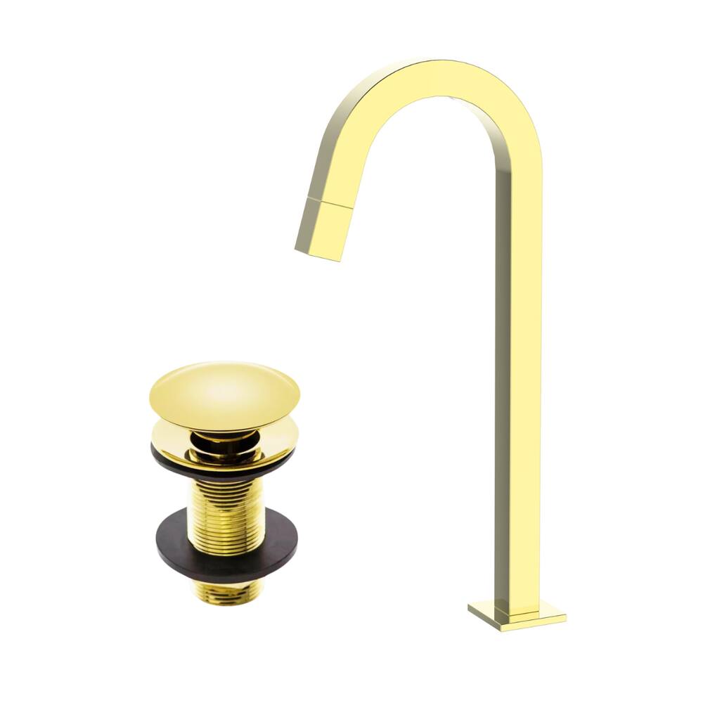 Kit Torneira Banheiro Lavabo Alta+Válvula Click 7/8 Dourada
