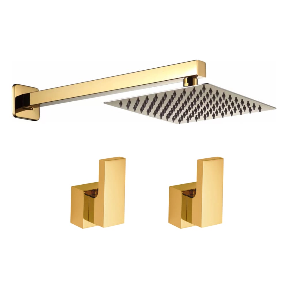 Kit Ducha Slim Gás De Parede Dourado + Acabamento Registro