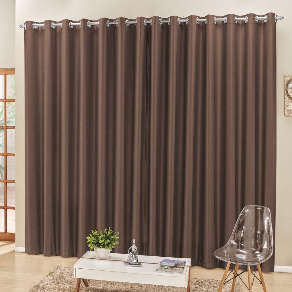 Cortina 4 Mts Sala Quarto Escritório Semiblackout Para Trilho Comum Tabaco