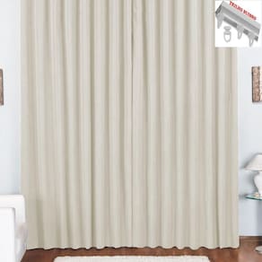 Cortina Pryme 4 Metros Sala Quarto Em Oxford Para Trilho Suisso - Palha