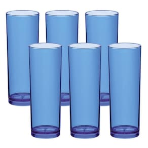 Jogo De Copos 6 Peças Long Drink Plástico Festas Eventos Top Cor:azul