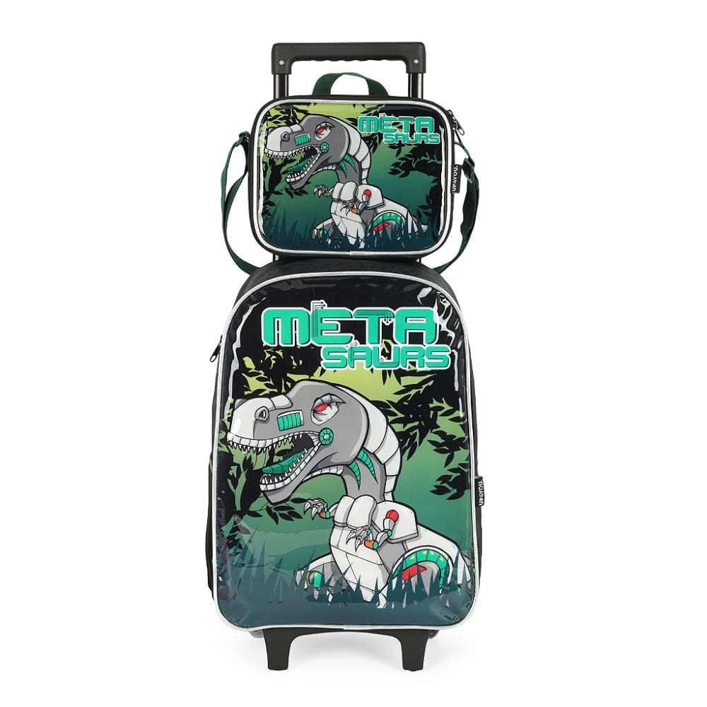 Kit Mochila Rodinhas Lancheira Luxcel Up4You Verde