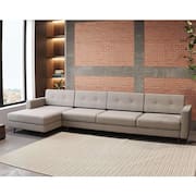 Sofá 4 Lugares Living com Chaise Esquerdo Pé Palito Linho Cotton Cru