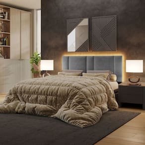 Cabeceira Estofada Cama Casal Queen Size LED Moderna 160 cm