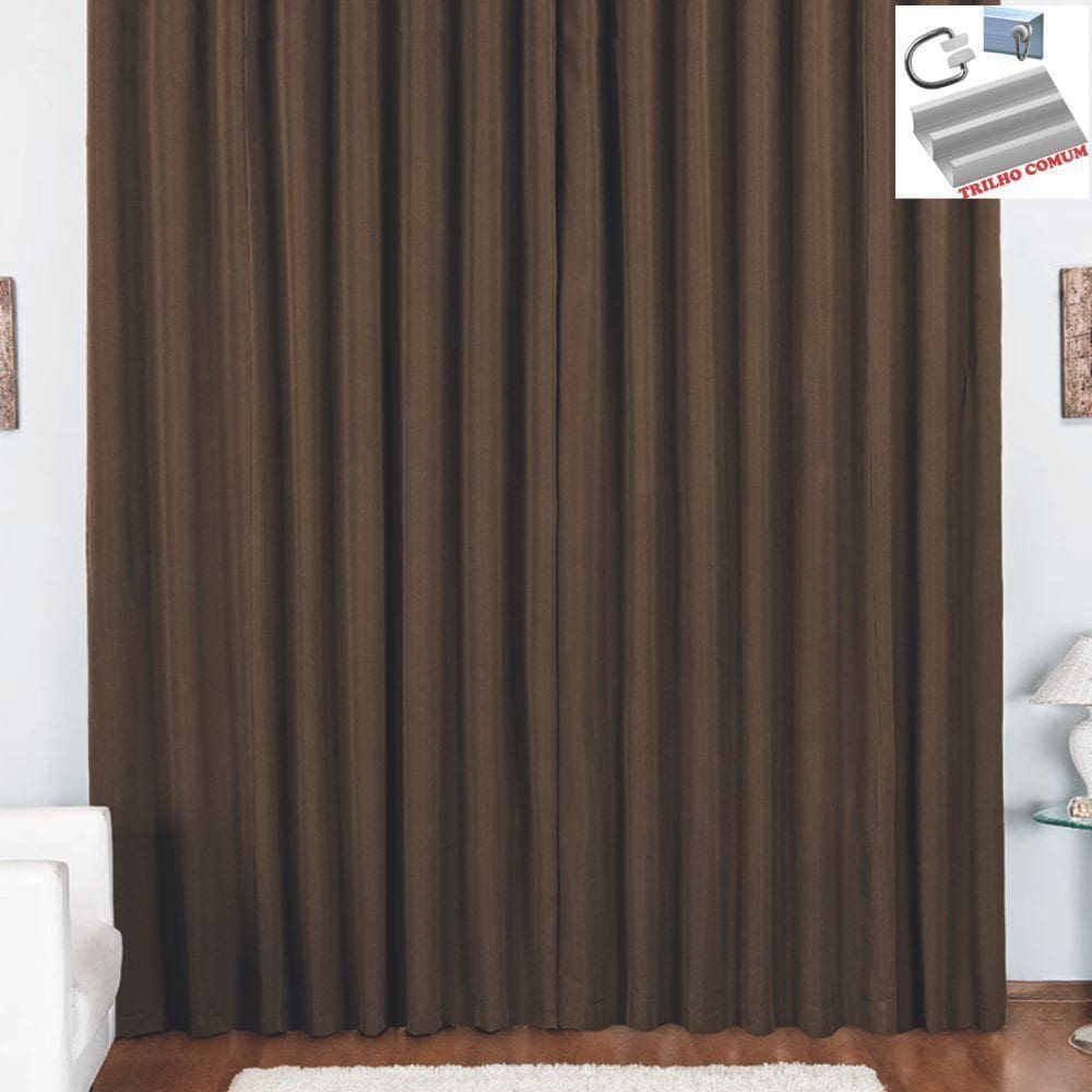Cortina Pryme 2 Metros Sala Quarto Em Oxford Para Trilho Comum - Tabaco