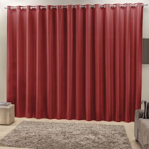 Cortina 2 Mts Sala Quarto Escritório Ráfia Trilho Comum Baratissima Vermelha