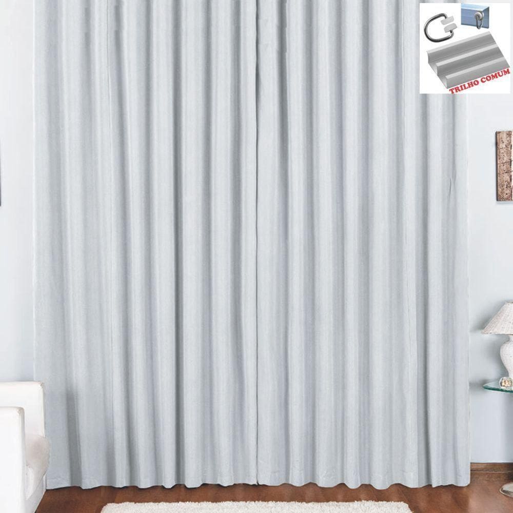 Cortina Pryme 2 Metros Sala Quarto Em Oxford Para Trilho Comum Branca