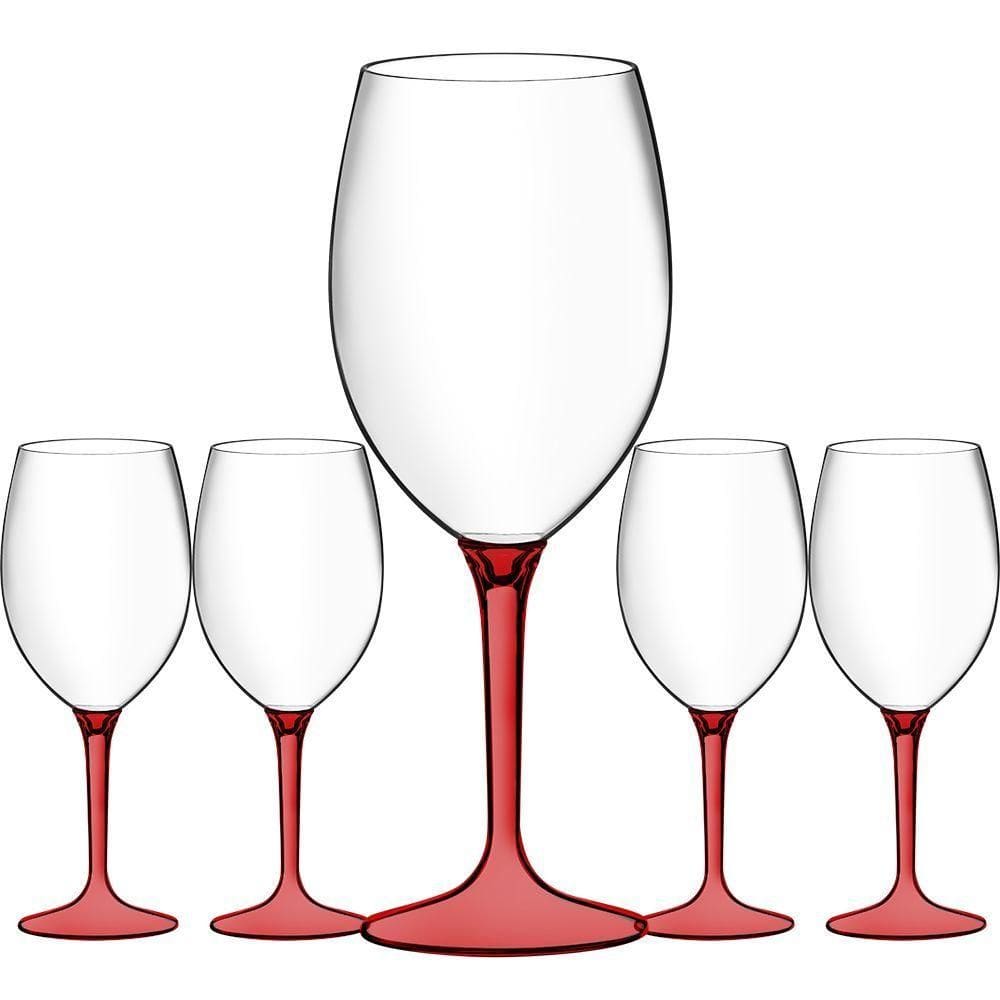 Jogo 5 Taças Acrílico Eventos Festa Boccati 560ml Boccati vermelho