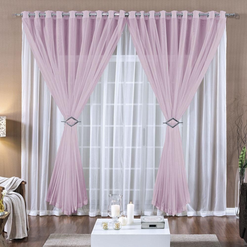 Cortina 3 Mts Voal Sala Quarto Para Varão Barata Rosa