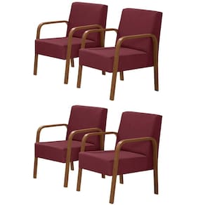 Kit 4 Poltronas Decorativas 1 Lugar Luna Braço Madeira D Salla Suede