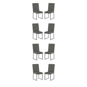 Kit 8 Cadeiras Para Mesa De Jantar Base Industrial Preto Balaqui Cinza