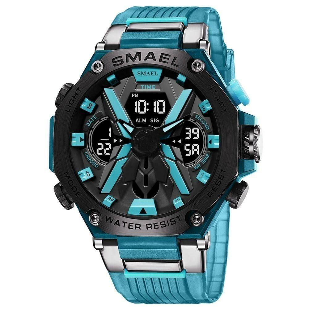 Relógio De Pulso Masculino Smael 8087 à Prova D`água Azul Transparente