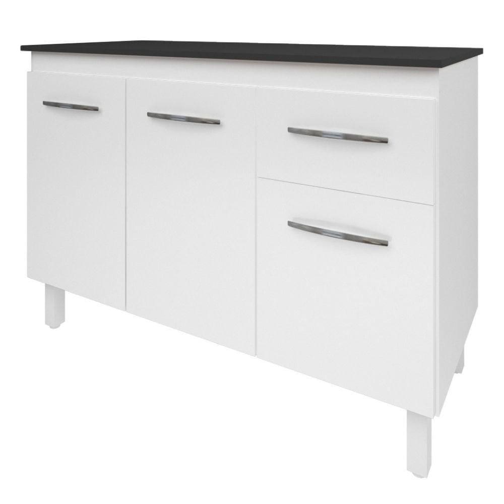 Balcão Com Tampo Anita 120 Cm Branco Preto Moblis