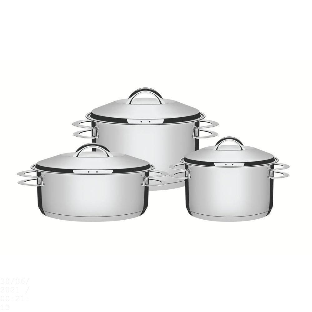 Jogo De Panelas Tramontina Solar Em Aço Inox Com Fundo Triplo 3 Peças Tramontina